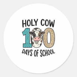 Heilige Koe 100 Dagen School Vintage Koe Shirt Des Ronde Sticker