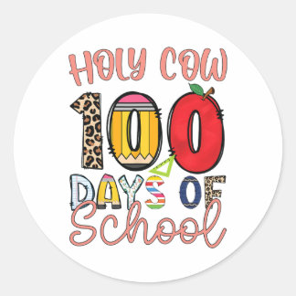 Heilige Koe 100 dagen van de Kinder Schoolleraars Ronde Sticker