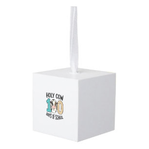 Heilige Koe 100 Dagen van School Vintage Koe Shirt Kubus Ornament