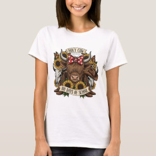 Heilige Koe 100 Dagen van School Western Boho Cowg T-shirt