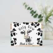 Heilige Koe 1e Verjaardag Bewaar de datum Briefkaart (Staand voorkant)