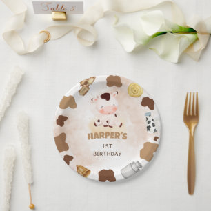 Heilige koe aquarel cute verjaardag  papieren bordje
