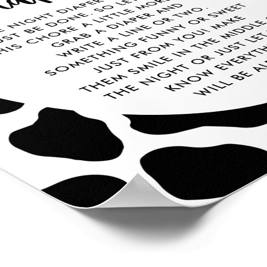 Heilige Koe Baby Shower Late Night Luiers Bord Poster (Hoek)