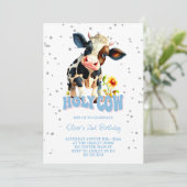 Heilige Koe Blauw 2e Verjaardag Kaart (Staand voorkant)