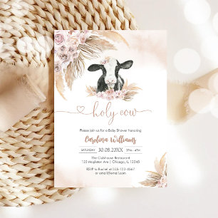 Heilige Koe Bloemrijke Baby Shower Uitnodiging