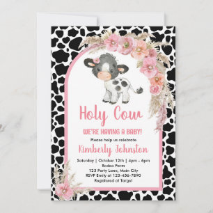 Heilige Koe boho baby shower roze boerderij meisje Kaart