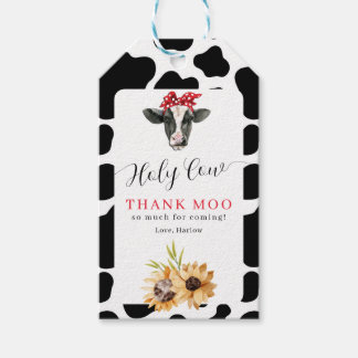Heilige Koe Dank Moo Sunflower Birthday Cadeaulabel
