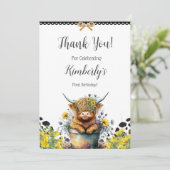 Heilige Koe eerste verjaardag , dank u wel Bedankkaart (Staand voorkant)