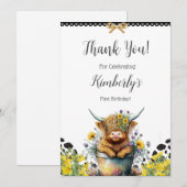 Heilige Koe eerste verjaardag , dank u wel Bedankkaart (Voorkant / Achterkant)