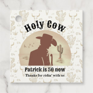 Heilige Koe Grappig Cowboy 50ste verjaardag Bedankjes Labels