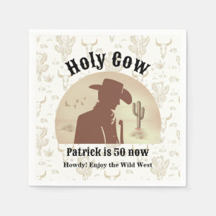 Heilige Koe Grappige Vintage Cowboy 50e Verjaardag Servet