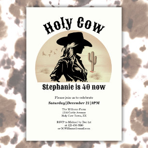 Heilige Koe Grappige Vintage Cowgirl 40e Verjaarda Kaart