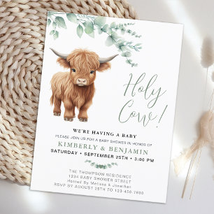 Heilige Koe Groen Hoogland Koe Koppels Baby shower Briefkaart