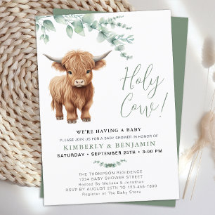 Heilige Koe Groen Hoogland Koe Koppels Baby shower Kaart