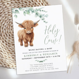 Heilige Koe Groen Hoogland Koe Koppels Baby shower Uitnodiging Briefkaart