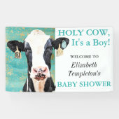Heilige Koe Het is een Baby shower Holstein Spandoek (Horizontaal)