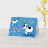 Heilige Koe, het is uw verjaardag Holstein Wenskaa Kaart (Gele Bloem)