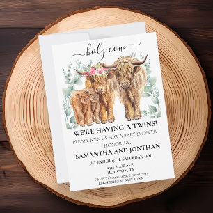Heilige Koe Highland Tweeling Baby Shower Eucalypt Kaart
