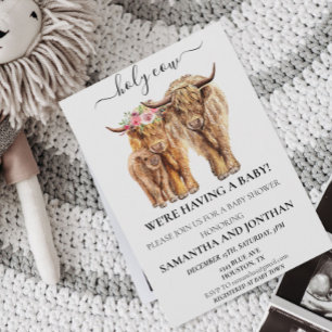Heilige Koe Hoogland Kalf Baby Shower Koppels Kaart