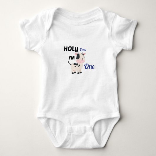 Heilige Koe Ik ben 1, Boerderij baby Birthday Gift Romper (Voorkant)