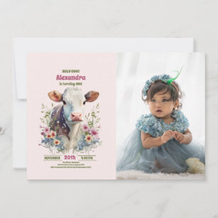 Heilige Koe Ik ben een Koe Meisje 1e Verjaardag Fo Kaart