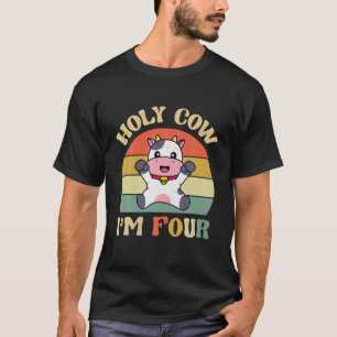 Heilige koe ik ben vier leuk retro boerderij dier t-shirt