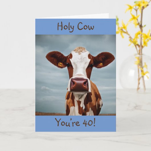 Heilige Koe Je bent 40 Kaart (Gele Bloem)