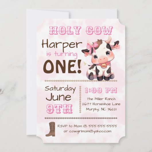 Heilige Koe Land Verjaardagsfeestuitnodiging Kaart (Voorkant)