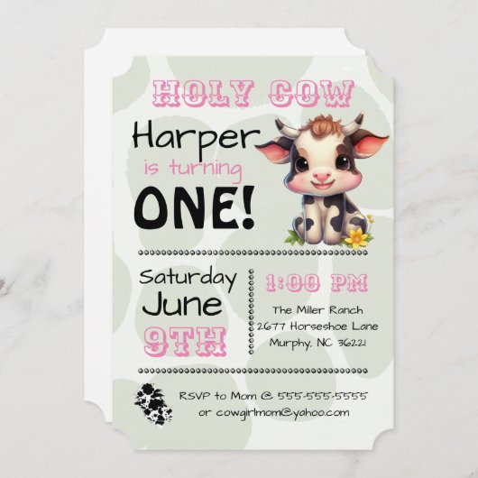 Heilige Koe Land Verjaardagsfeestuitnodiging Kaart (Voorkant / Achterkant)