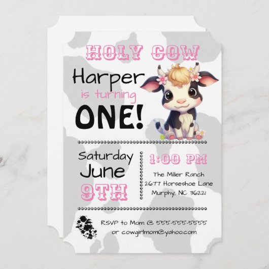 Heilige Koe Land Verjaardagsfeestuitnodiging Kaart (Voorkant / Achterkant)