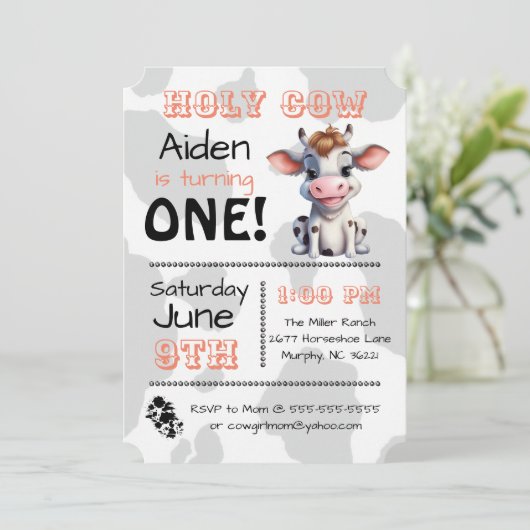 Heilige Koe Land Verjaardagsfeestuitnodiging Kaart (Staand voorkant)