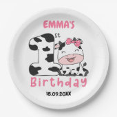 Heilige Koe Meisje 1e Verjaardagsfeestje Papieren Papieren Bordje (Voorkant)