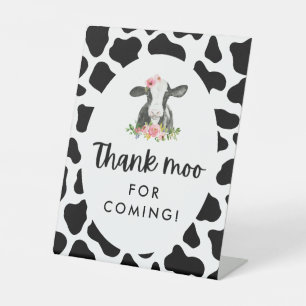 Heilige Koe meisje, vrijdag, bedankt Moo voor het Reclamebord Met Voetstuk