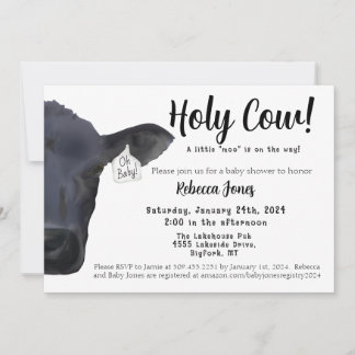 Heilige Koe! Oh Baby shower Invitation Ranch Boerd Kaart