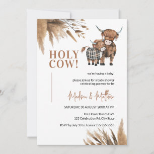 Heilige Koe Pampas Rustic Boerderij Baby shower Kaart