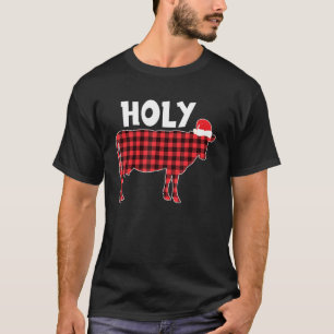Heilige Koe Rode Geruite Buffalo Stijl Patroon Ker T-shirt