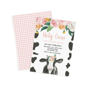 Heilige Koe Roze Baby shower Kaart