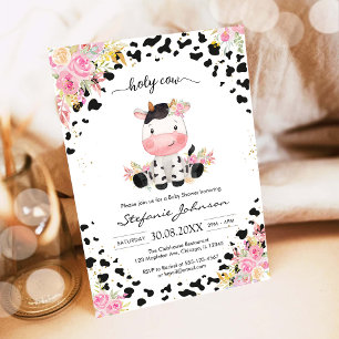Heilige Koe Roze Bloem Koekoek Babyshower Kaart
