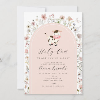 Heilige Koe Roze bloemen Meisje Baby shower Kaart
