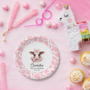 Heilige Koe Roze Boho Baby shower Papieren Bordje