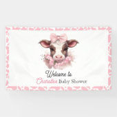 Heilige Koe Roze Boho Baby shower Spandoek (Horizontaal)