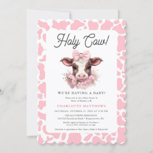 Heilige Koe Roze Boho Baby shower Uitnodiging