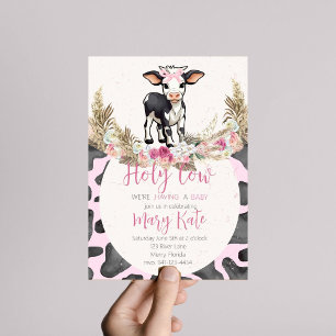 Heilige Koe Roze koe print baby shower Kaart