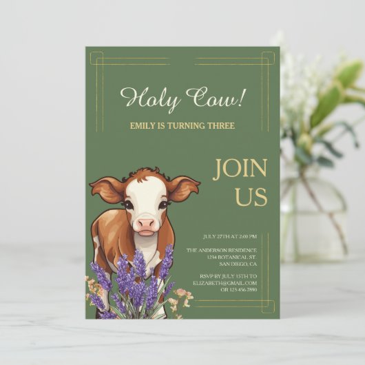 Heilige Koe Rustiek Boerderij Dier Verjaardagsfees Kaart (Staand voorkant)