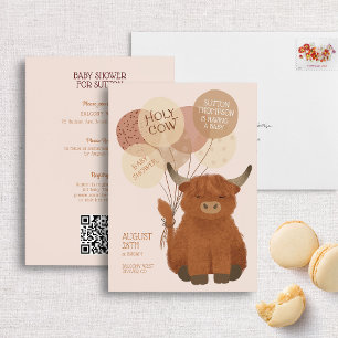 Heilige Koe Schattigee Hooglanden Koe Baby shower  Kaart