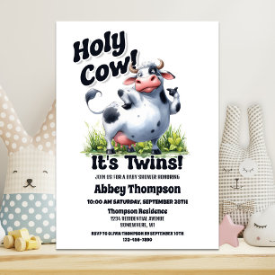 Heilige Koe Tweeling Baby Shower Kaart