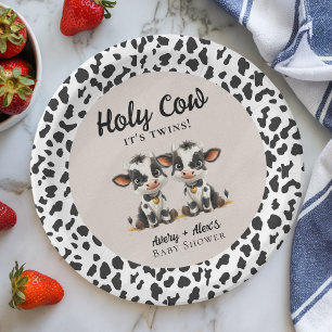 Heilige Koe Twins Baby shower Papieren Bordje