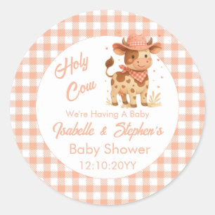 Heilige Koe We Krijgen Een Baby Landelijke Perzik Ronde Sticker
