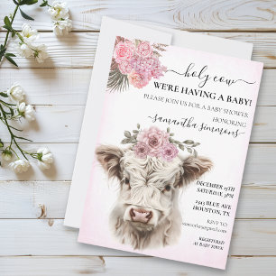 Heilige Koe Wit Roze Schotse Kalf Baby Borrel Kaart