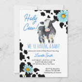 Heilige koe zwart en blauw schattig koe baby showe kaart (Voorkant)